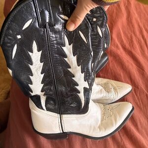 Vintage Cowboy Boots SIZE 8 - Code West- Black/White Lightning